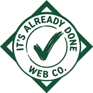 It's Already Done Web Co. logo — a green stamp badge with a checkmark