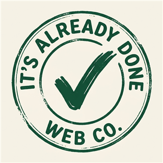 It's Already Done Web Co. logo — a green stamp badge with a checkmark